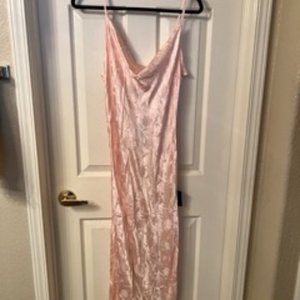 Lulu's All About You Blush Pink Floral Jacquard Satin Midi Dress